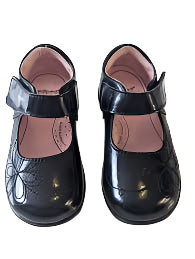 Grip and Go Pediped Girls' Jane Patent Leather Kids Shoes - Black