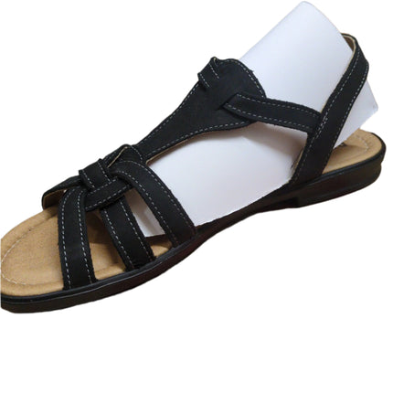 Ricosta Girls' Medium Birite Nabuk Leather Sandals - Black