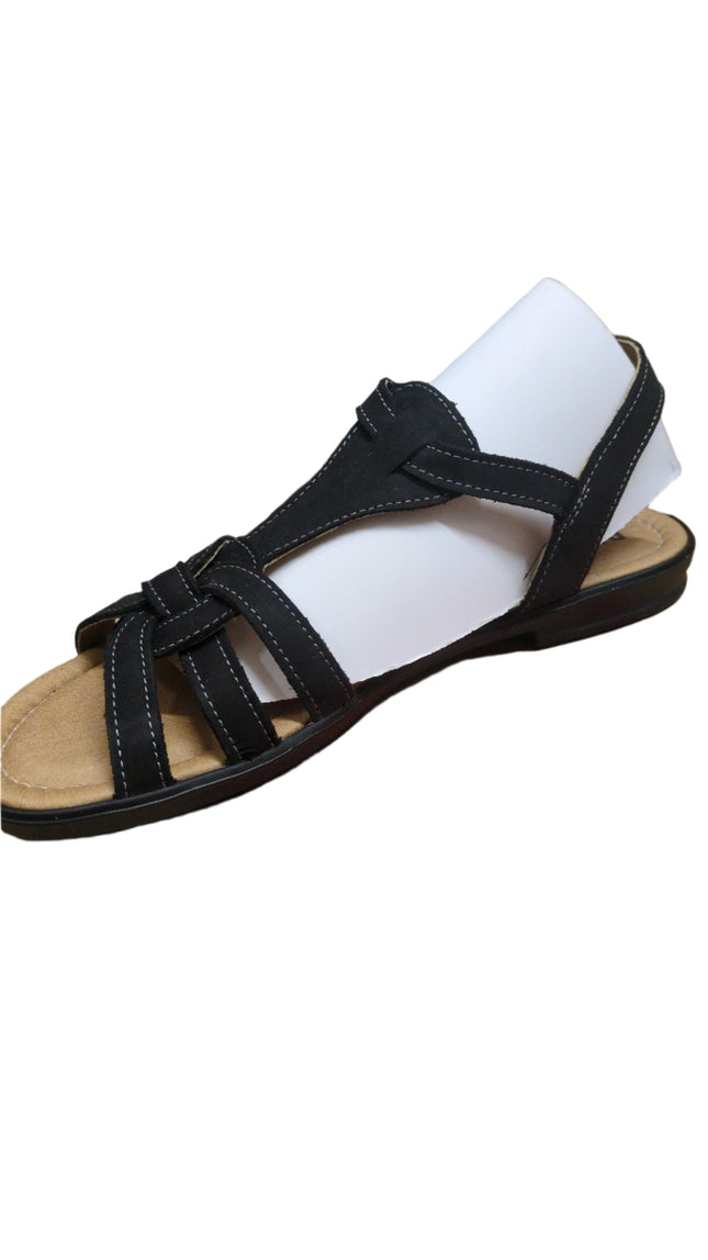 Ricosta Girls' Medium Birite Nabuk Leather Sandals - Black