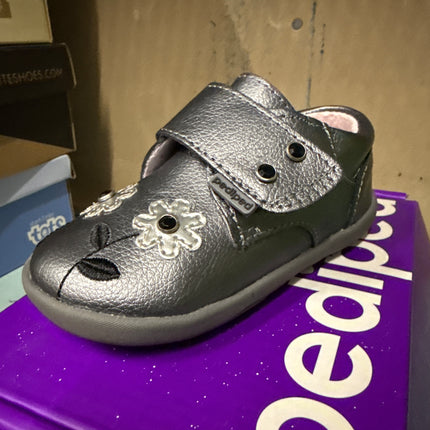 Pediped Girls’ Aryanna Leather Kids Shoes - Grey