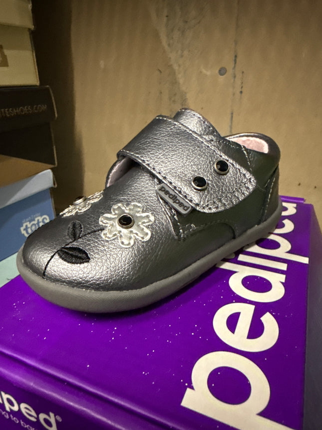 Pediped Girls’ Aryanna Leather Kids Shoes - Grey